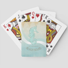 Beach House Seepferd Aqua Blue ID623 Spielkarten