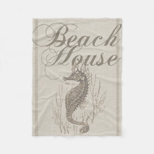 Beach House Seepferd Seashore Fleecedecke