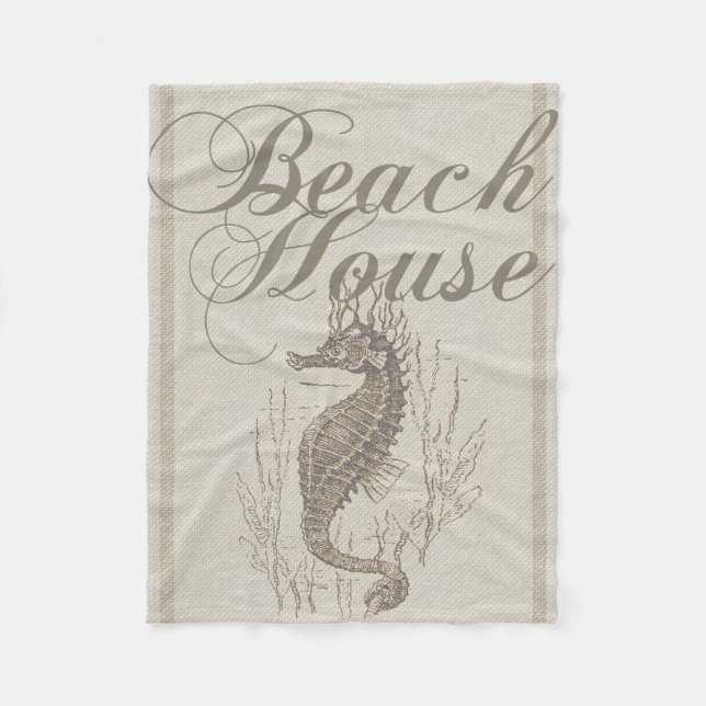 Beach House Seepferd Seashore Fleecedecke (Vorderseite)