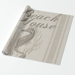 Beach House Seepferd Seashore Geschenkpapier