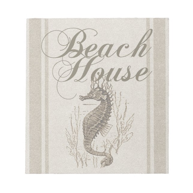 Beach House Seepferd Seashore Notizblock (Vorderseite)