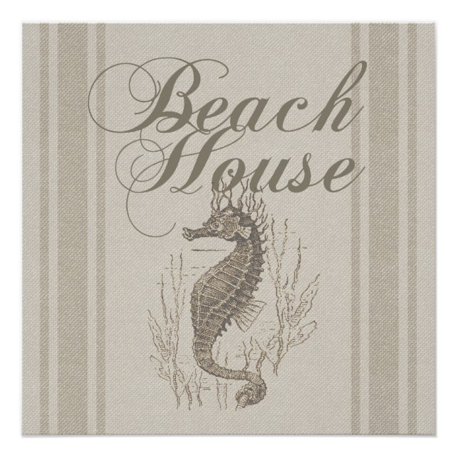 Beach House Seepferd Seashore Poster (Vorderseite)