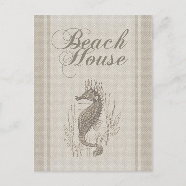 Beach House Seepferd Seashore Postkarte (Vorderseite)