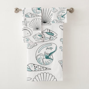 Beach House Shells Ensemble de serviettes de bain 