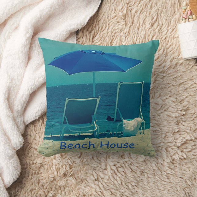 Beach House Summer Blue Sea 4Marvin Kissen (Decke)