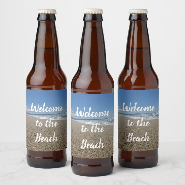 Beach House Surf Sand Pacific Coast Gast Willkomme Bierflaschenetikett (Flaschen)