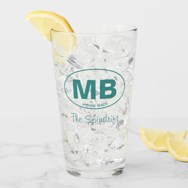 Beach House Two Letter Oval Hütte Script Glas (Vorderseite Ice)