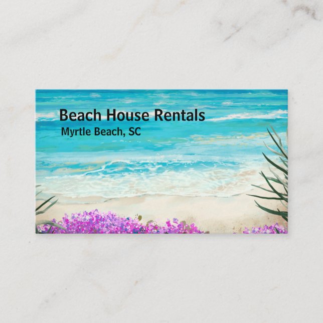 Beach House Urlaub Vermietung Wasserfarbe Visitenkarte (Vorderseite)