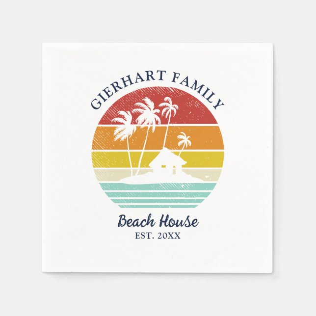 Beach House Vacation Family Wiedersehen Palm Trees Serviette (Vorderseite)