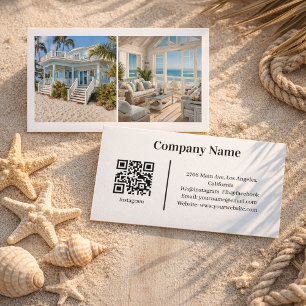 Beach House Vacation Rental Custom Picture QR Code Visitenkarte
