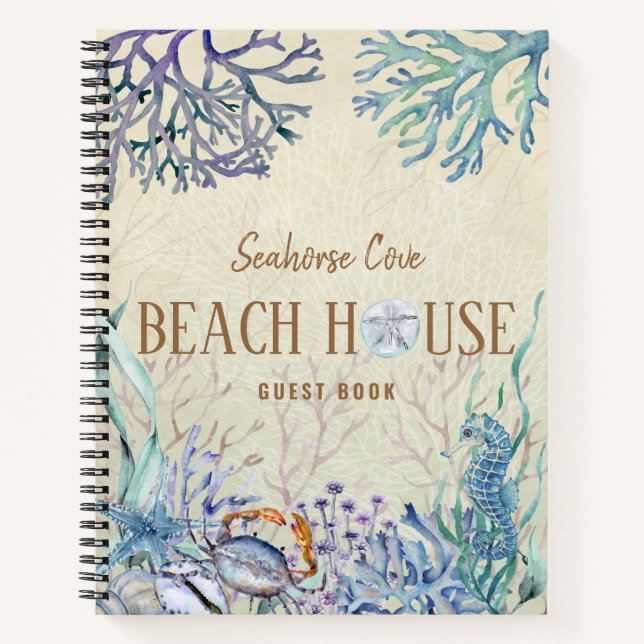 Beach House Vacation Rental Guest Book Notebook Notizbuch (Vorderseite)