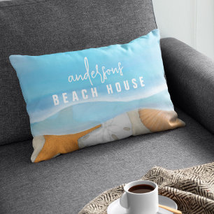 Beach House Wasserfarben Ozean Custom Lendenkissen