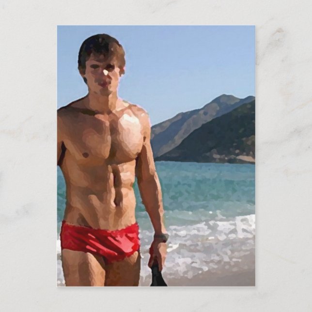 Beach Hunk Postkarte (Vorderseite)