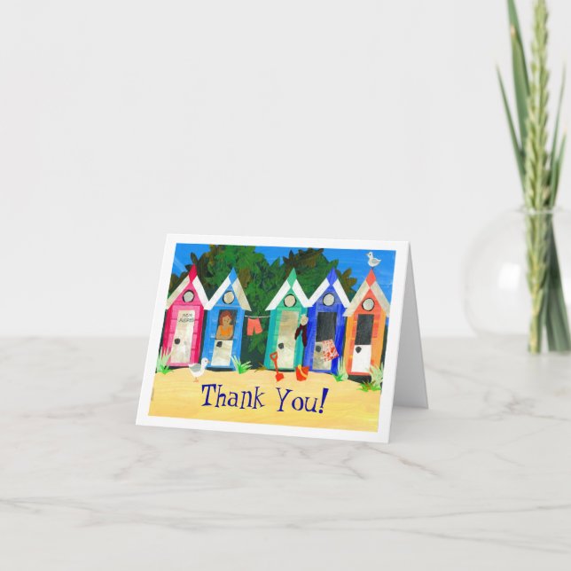 Beach Huts 'Danke' Notecard Dankeskarte (Vorderseite)