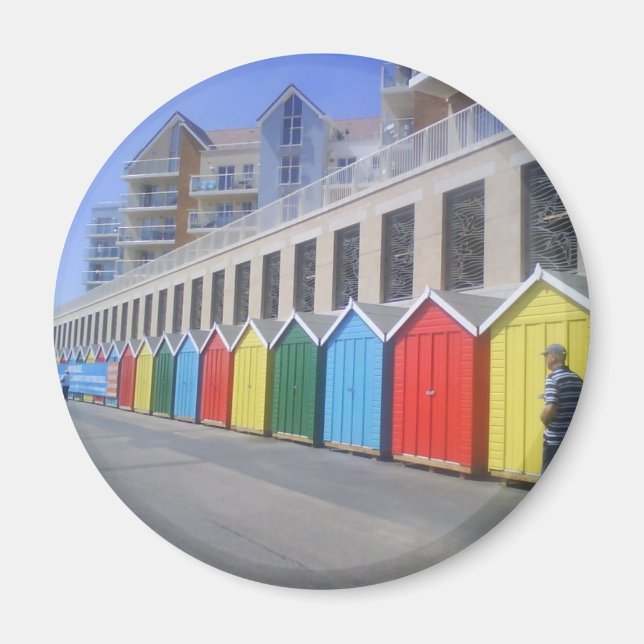 Beach Huts in Bournemouth Magnet (Vorne)