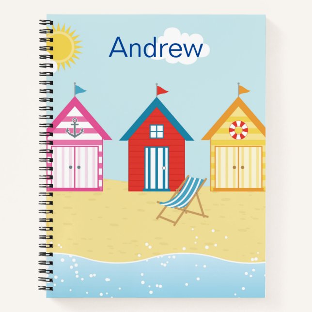 Beach Huts Spiral Notebook Notizbuch (Vorderseite)