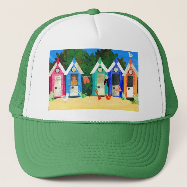 'Beach Huts' Trucker Hat Truckerkappe (Vorderseite)