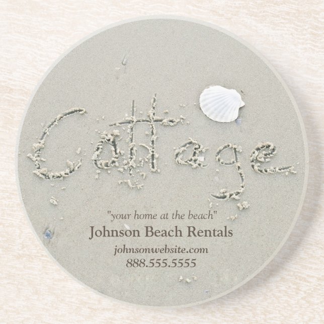 Beach Hütte Sand Writing Untersetzer (Vorne)
