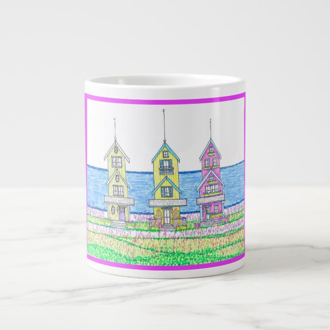 Beach Hütte Trio 2 Fushia Jumbo Tasse (Vorderseite)