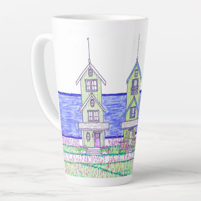 Beach Hütte Trio Große Latte Tasse (Linke Ecke)