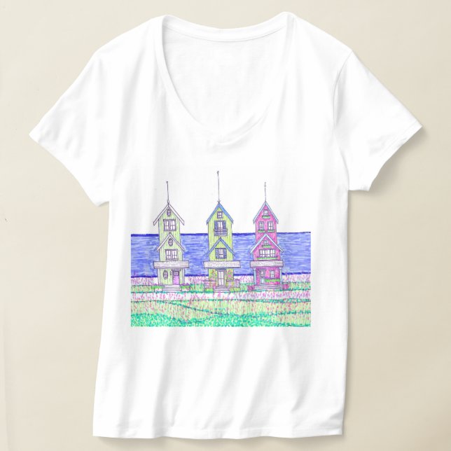 Beach Hütte Trio Vneck Tshirt (Ablage )