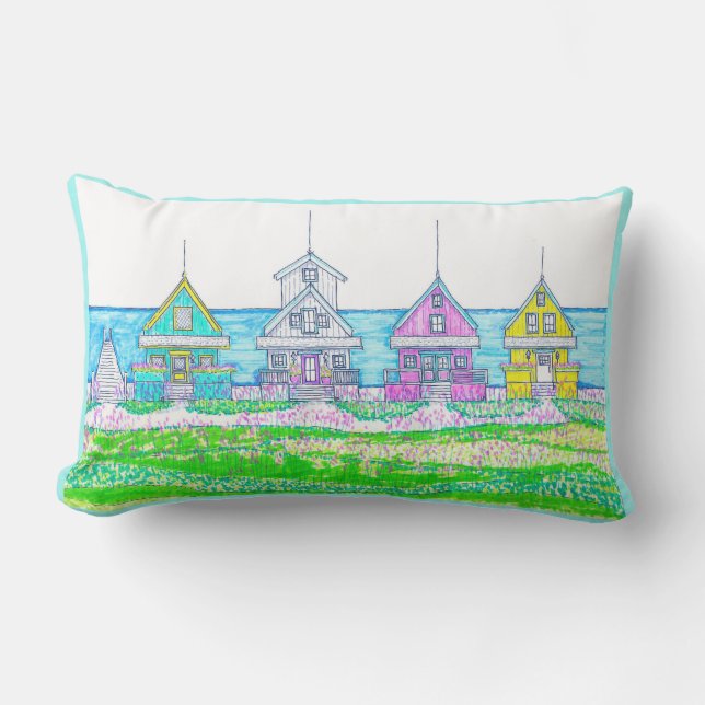 Beach Hütten Lumbar Pillow Kissen Für Draußen (Vorderseite)