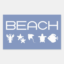 Beach Icons Marine Sea Creatures Monotone Dark Rechteckiger Aufkleber