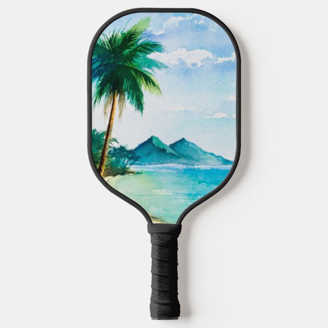Beach Island Watercolor Pickleball Schläger (Vorderseite)