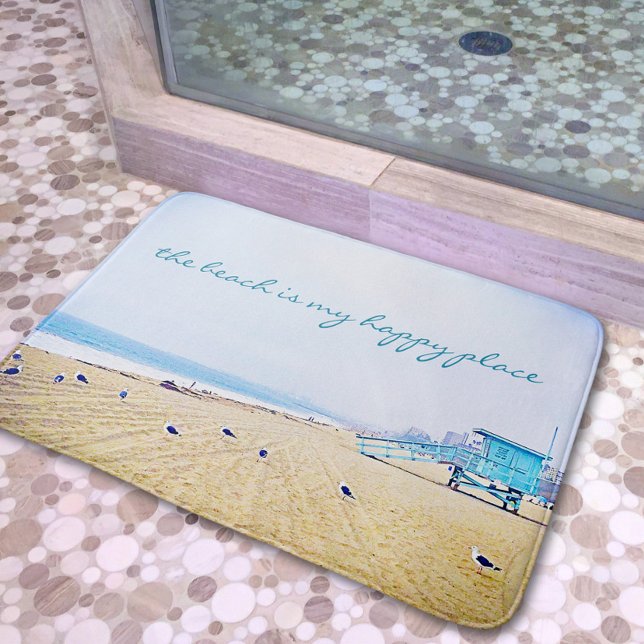 Beach ist mein glücklicher Ort Script-Ocean Coasta Badematte (Von Creator hochgeladen)