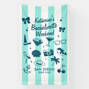 Beach Junggeselinnen-Abschied Aqua Blue Streifen C Banner