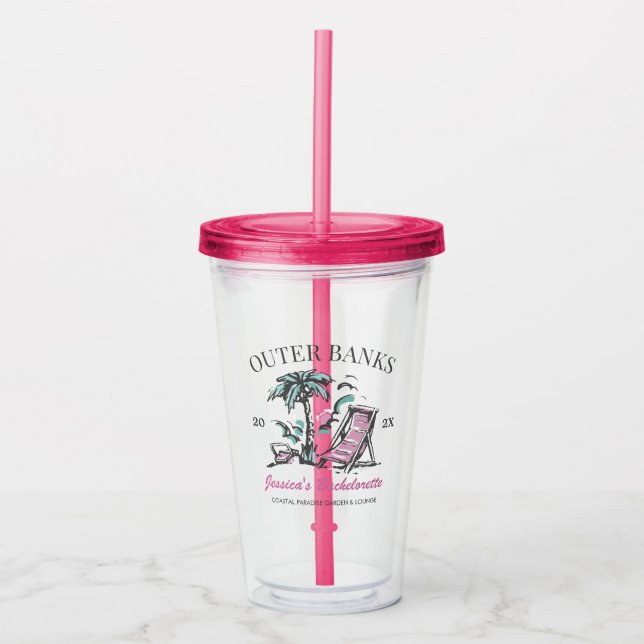 Beach Junggeselinnen-Abschied Custom Bridesmaid Ge Acryltrinkbecher (Vorderseite)