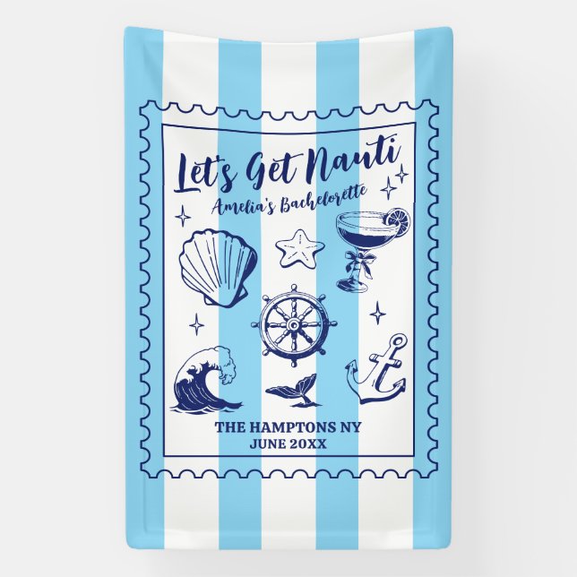 Beach Junggeselinnen-Abschied Lass uns Nauti Vinta Banner (Vertikal)