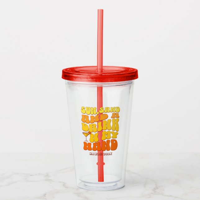 Beach Junggeselinnen-Abschied Retro Sun Sand Drink Acryltrinkbecher (Vorderseite)