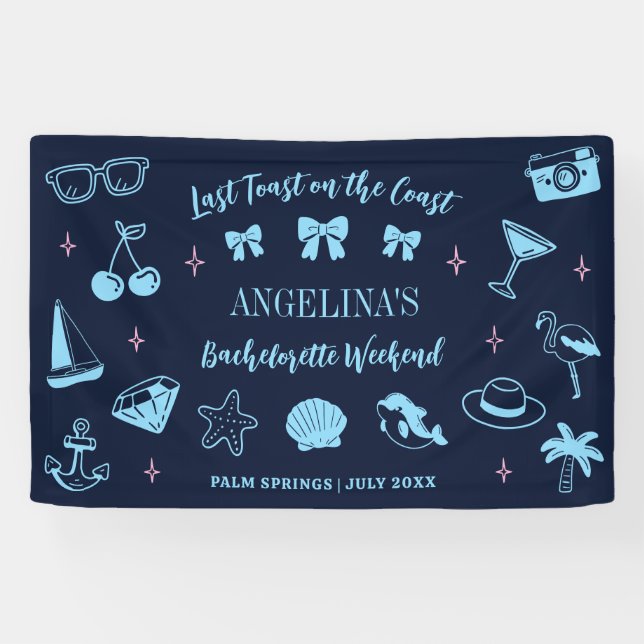 Beach Junggeselinnen-Abschied Welcome Doodle Banner (Horizontal)