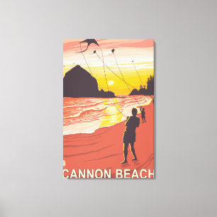 Beach & Kites - Cannon Beach, Oregon Leinwanddruck