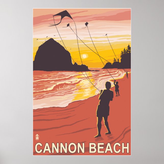 Beach & Kites - Cannon Beach, Oregon Poster (Vorne)