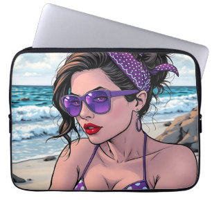 Beach Lady in Shades, Bikini und Bandana Laptopschutzhülle