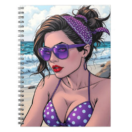 Beach Lady in Shades, Bikini und Bandana Notizblock