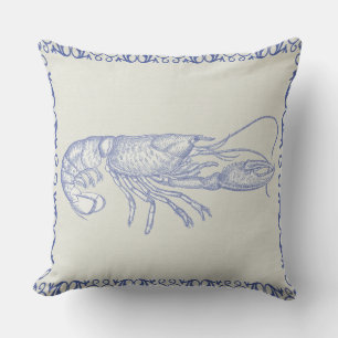 Beach Life Blue Lobster auf Cream Kissen