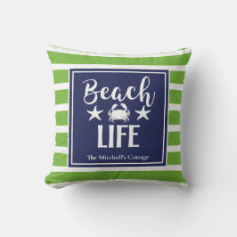 Beach Life Crab Starfish Coastal Chic Nautic Kissen
