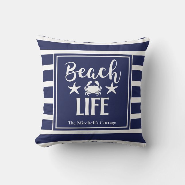 Beach Life Crab Starfish Coastal Chic Nautical The Kissen (Vorderseite)