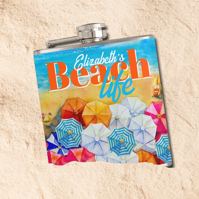 Beach Life Flachmann (Beach life flask, personalize for yourself or give as a gift.)