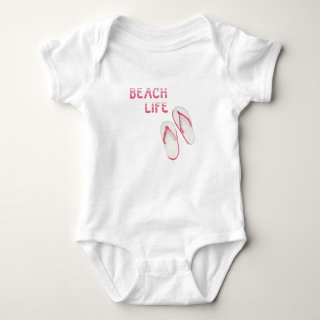 Beach Life Flip Flops Baby Strampler (Vorderseite)