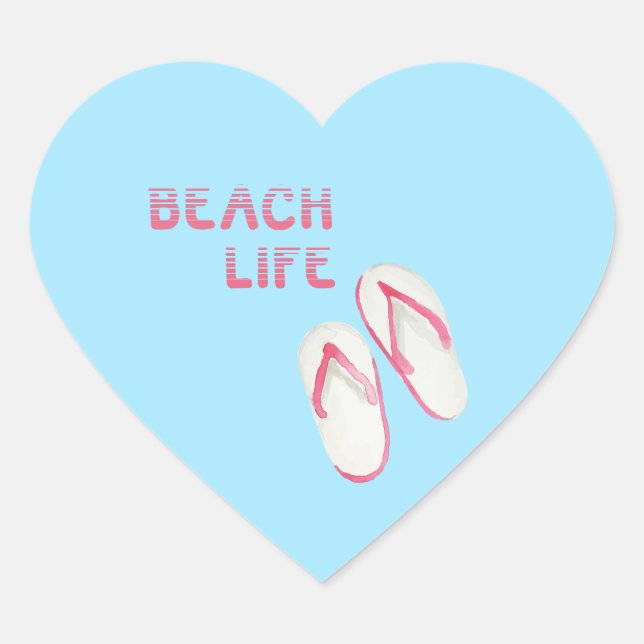 Beach Life Flip Flops Herz-Aufkleber (Vorderseite)
