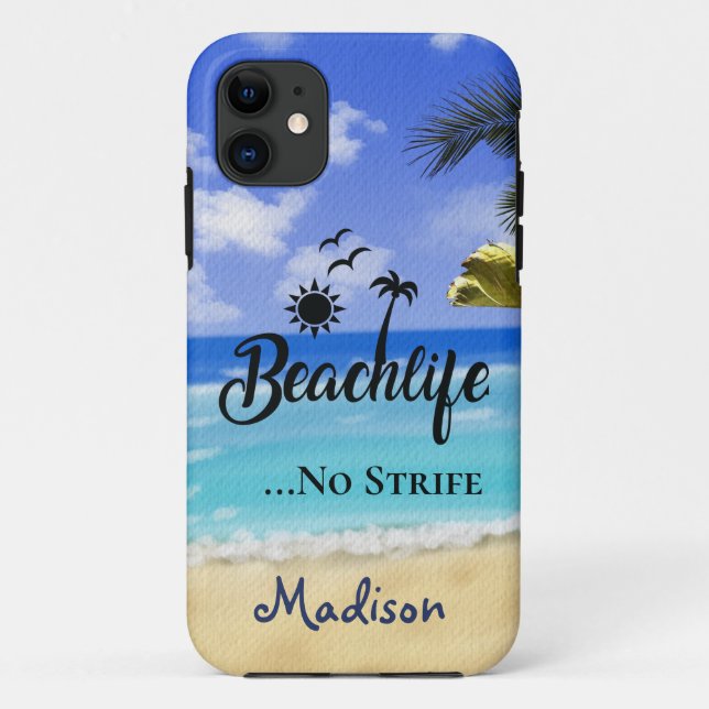 Beach Life No Strife Zitat Sommerpalmenwasser T Case-Mate iPhone Hülle (Rückseite)