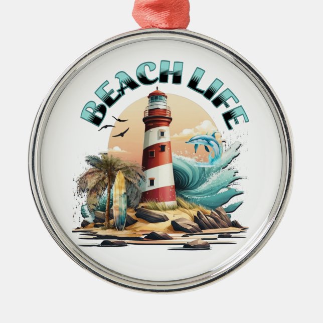 Beach Life Ornament Aus Metall (Vorne)