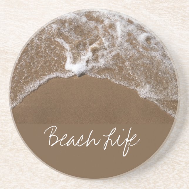 Beach Life Quotes Waves Sandstrand Wasser Landscha Getränkeuntersetzer (Vorne)