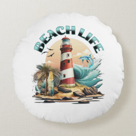 Beach Life Rundes Kissen