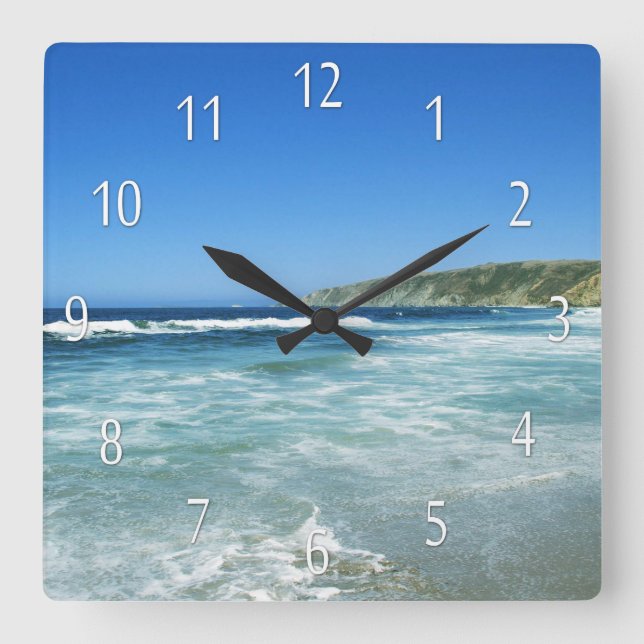 Beach Life Sea View Ocean Wall Clock Quadratische Wanduhr (Vorderseite)