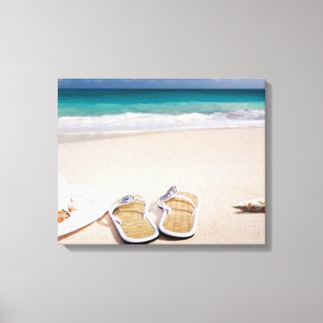 "BEACH LIFE" Traum vom Meer und der Sandmauer Kuns Leinwanddruck (Vorderseite)